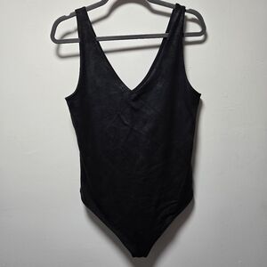 Abercrombie & Fitch Metallic Black Bodysuit Size Large Thong Soft A&F Collection
